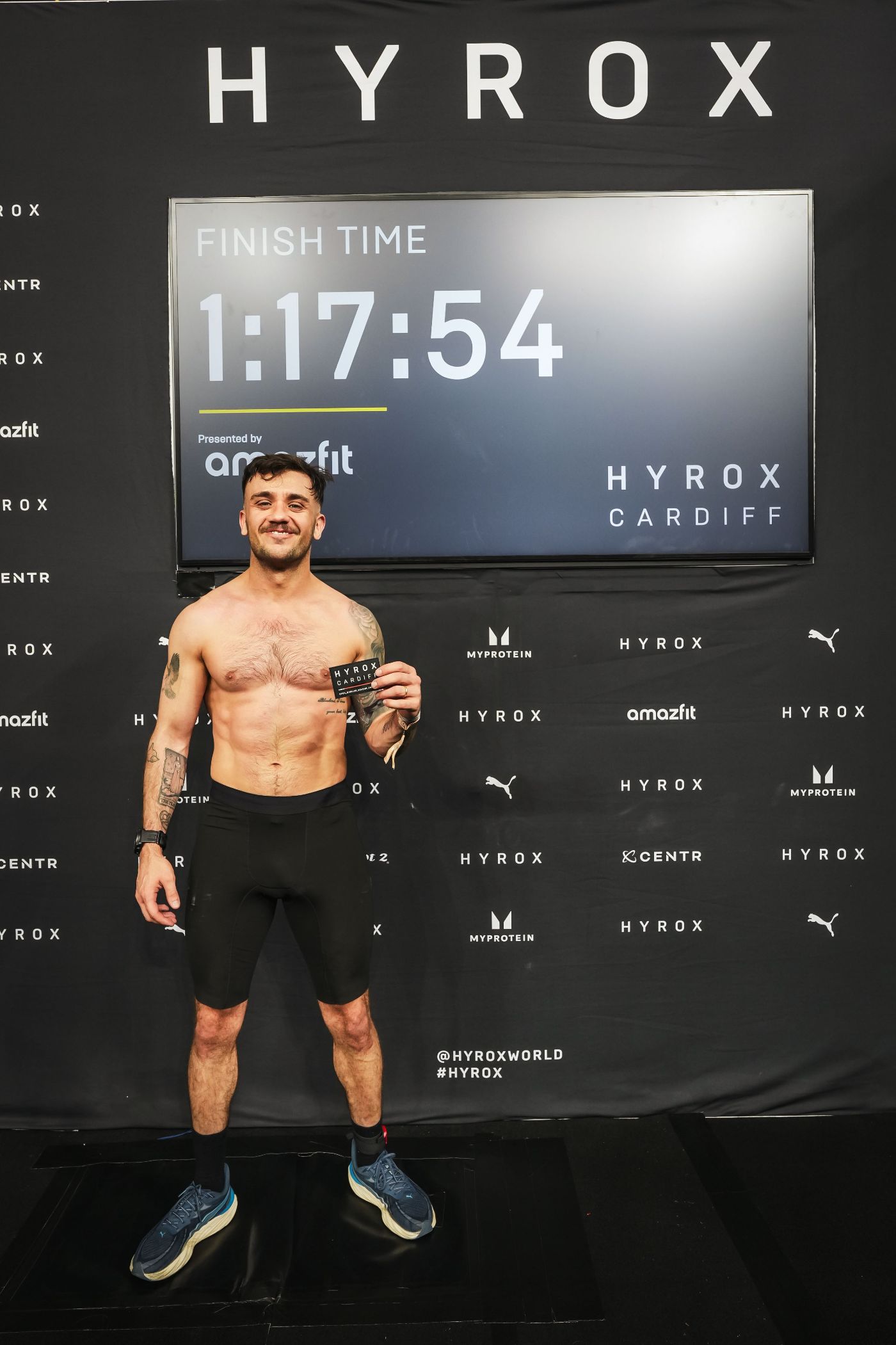 Reece at the HYROX Cardiff finish